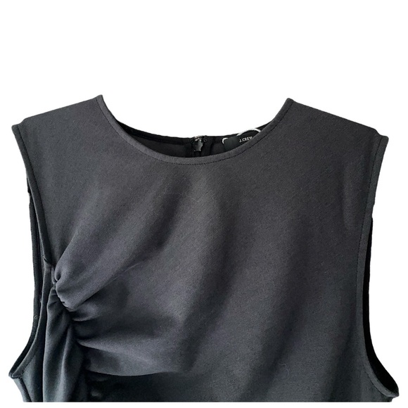 J CREW 365 | NWOT | BLACK PONTE KNIT RUCHED SLEEVELESS BODYCON DRESS | SIZE: 6 - Picture 3 of 10
